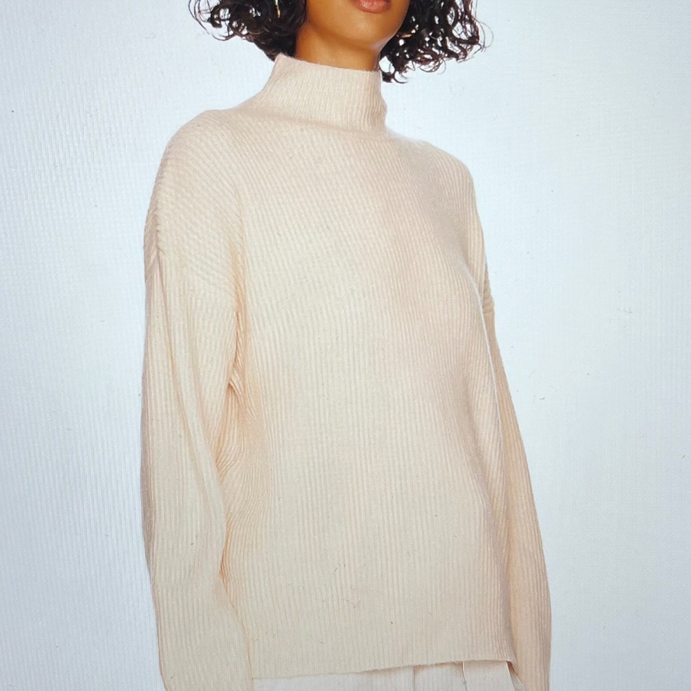 MINKPINK Light Peach Kaia Ribbed Knit Mock Turtleneck Sweater L